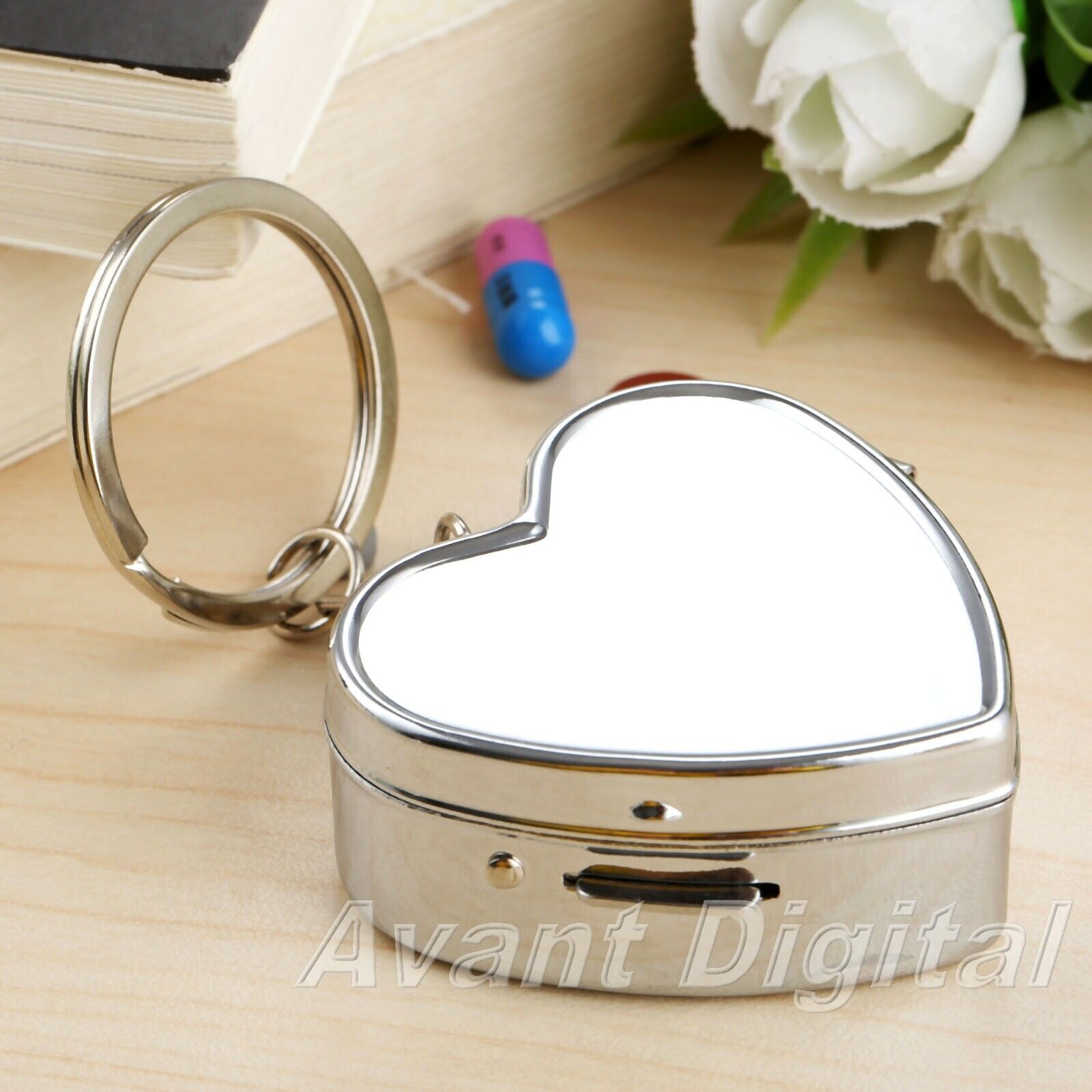 Portable 2 Compartments Pill Box Heart-Shaped Medicine Container Storage Case