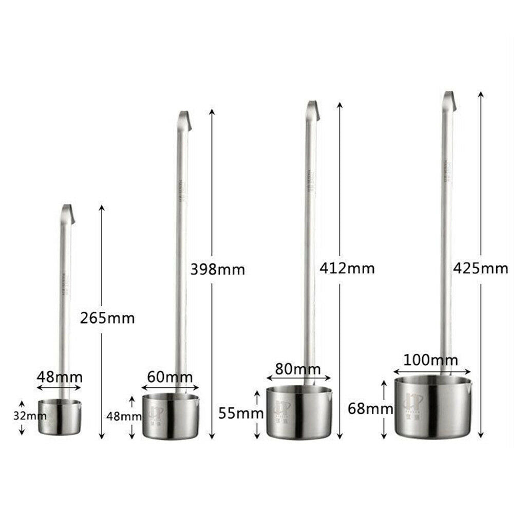 2pcs Wine Pouring Measuring Dipper Ladle Spoon Flat Bottom with Hanging Hook