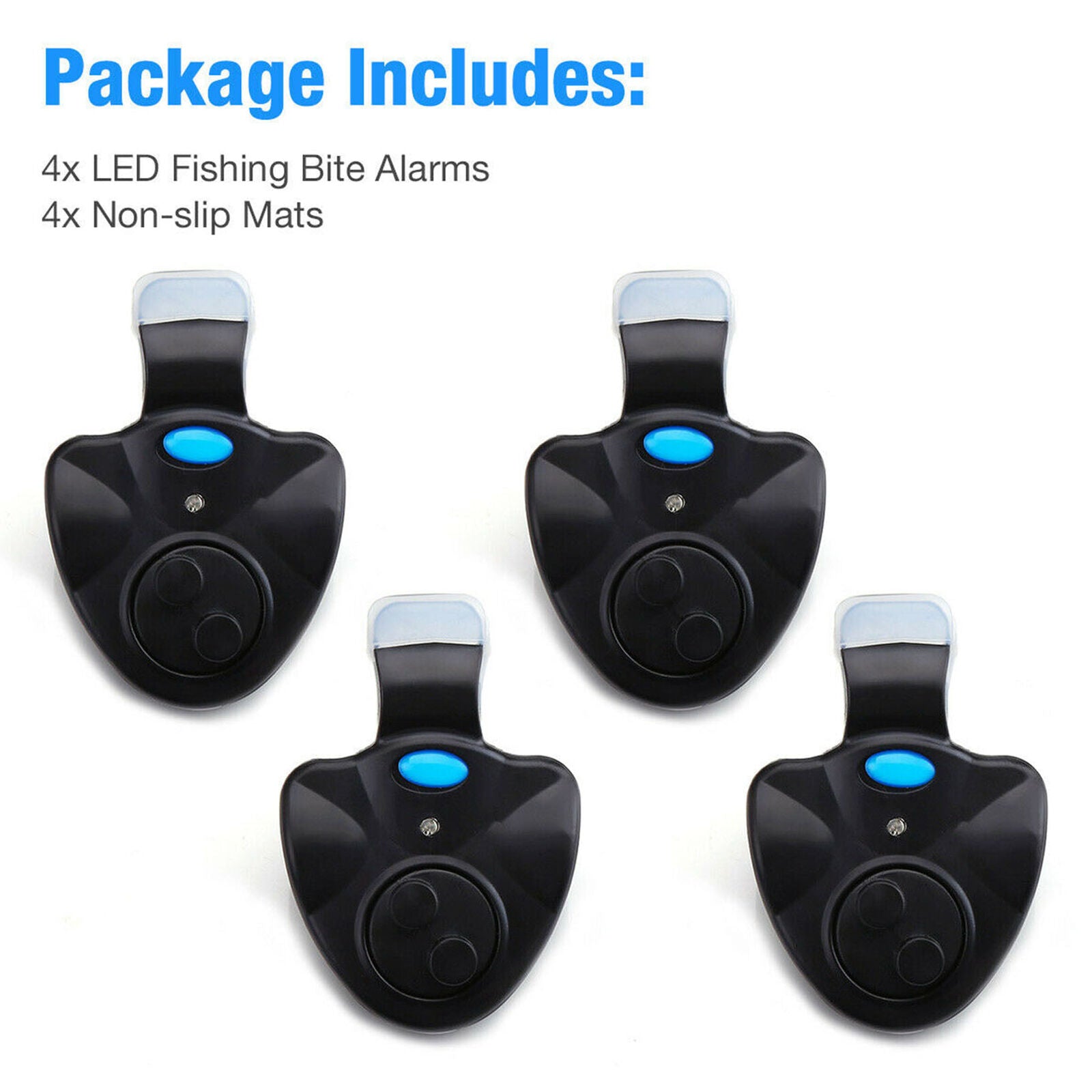 4 x Electronic LED Light Fishing Bite Sound Alarm Alert Bell Clip On Fishing Rod
