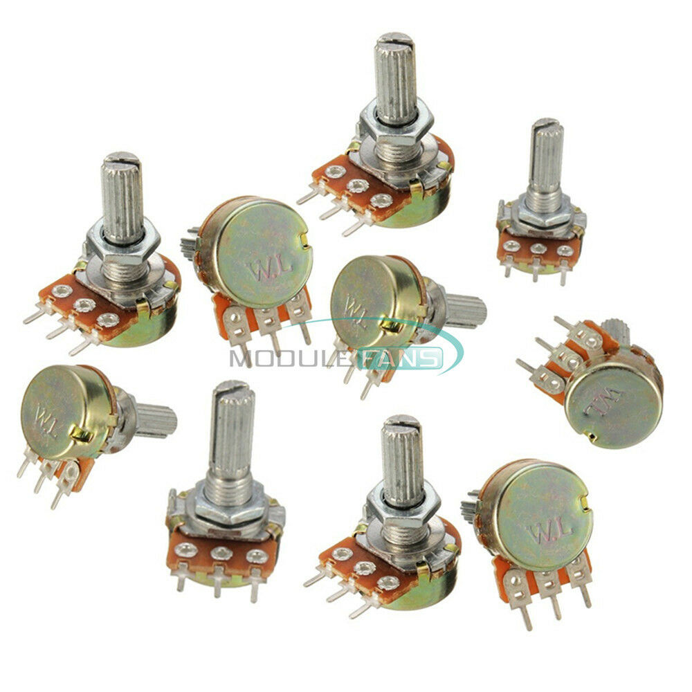 5PCS B5K 5K Ohm Knurled Shaft Linear Rotary Taper Potentiometer