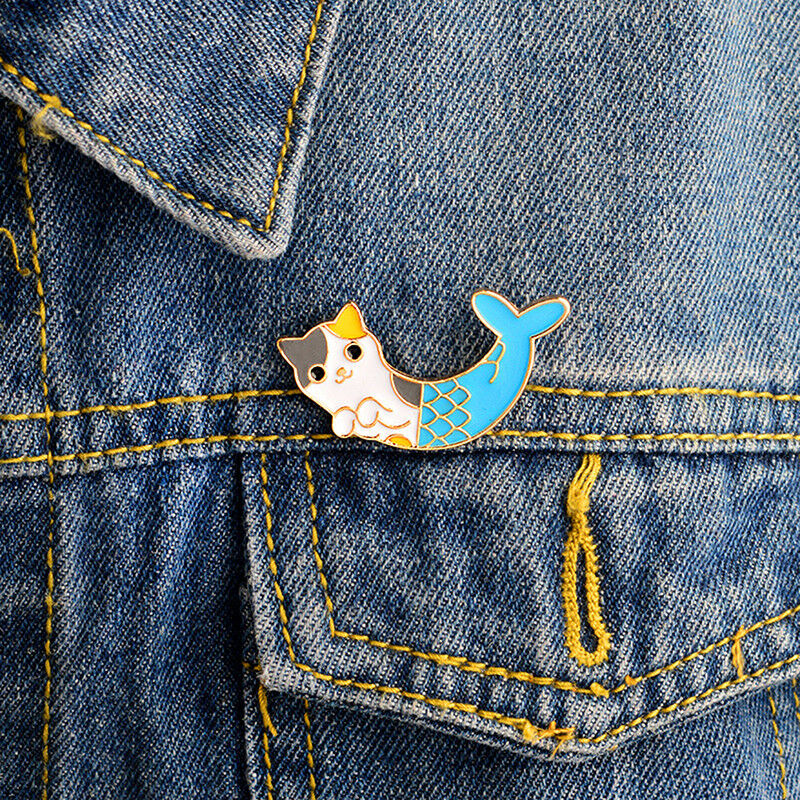 Enamel Mermaid Cat Brooch Pins Shirt Collar Pin Breastpin Women Jewelry Gi.l8