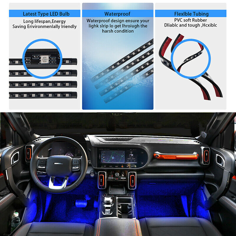 4Pcs  LED Colourful Strip Light with IR Control Box Remote Control USB Charging