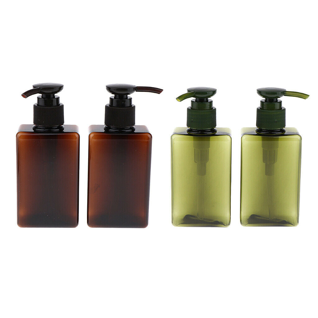 5-Ounce Plastic Bottles w/Lotion Pump, 4 Pcs Shampoo Dispenser, Refillable