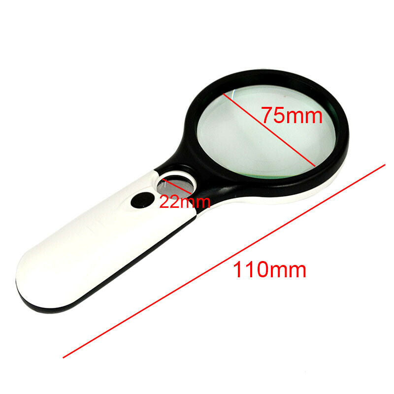 3 LED Light 40X/5X Handheld Jewelry Magnifier Reading Magnifying Glass Loupe