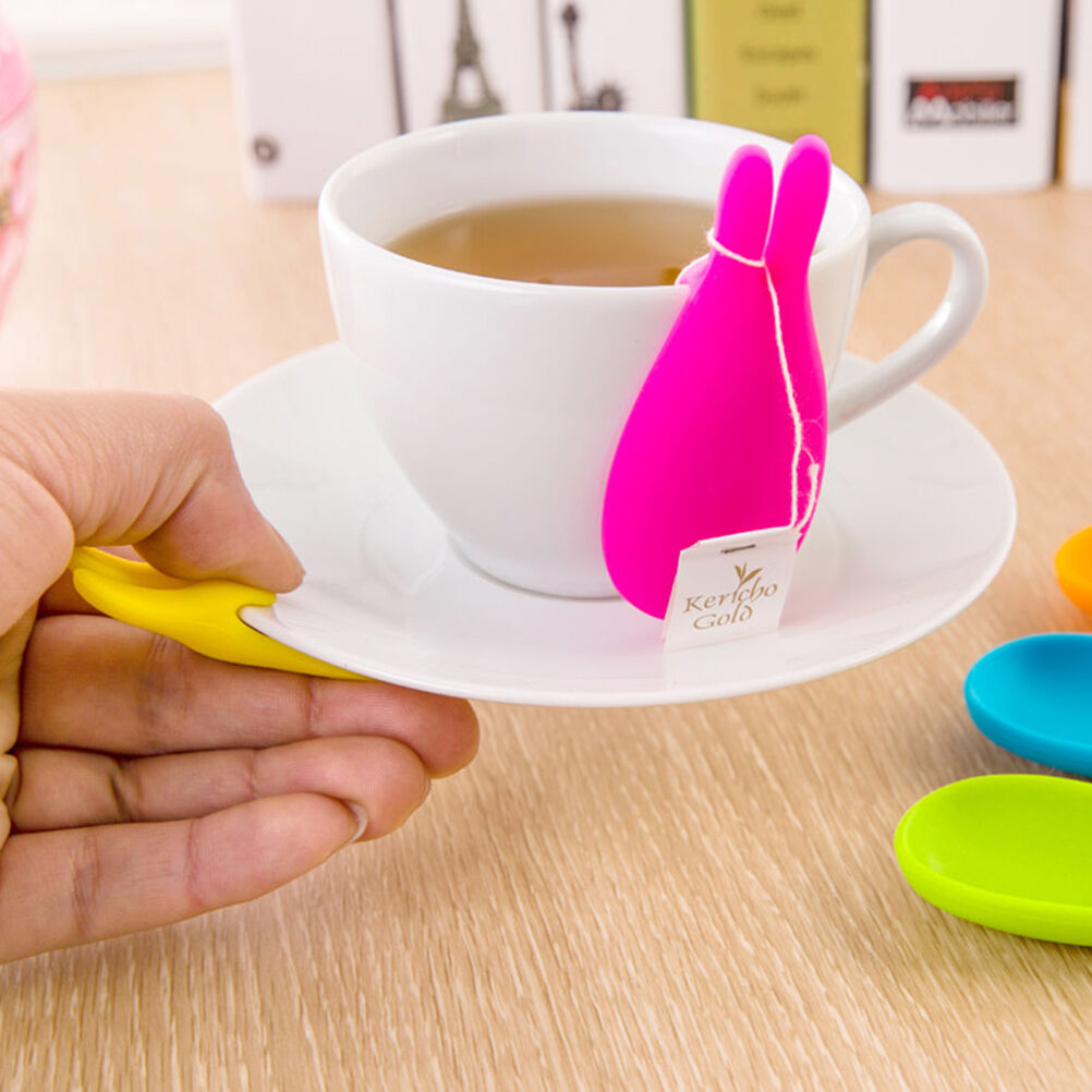 1X Silicone Gel Rabbit Shape Tea Bag Infuser Holder Random Colors Mug Gif.l8
