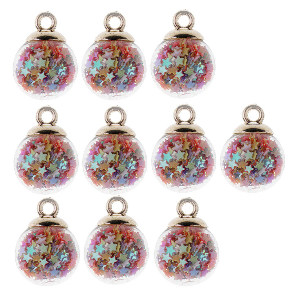20xLucky Star Glass Wishing Ball Pendant Charms DIY Necklace Earring Jewelry
