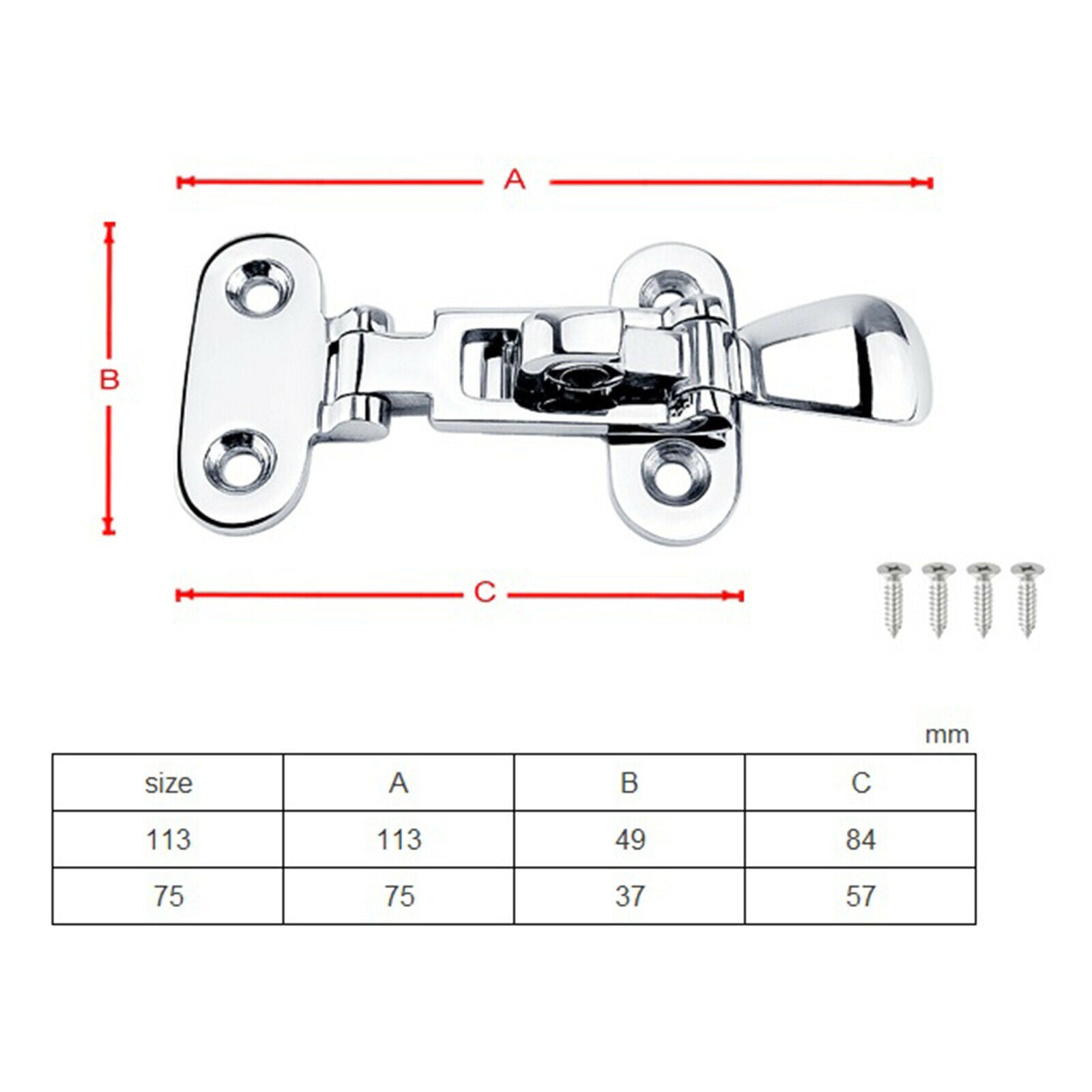 Heavy Duty Marine Locker Hatch Anti-Rattle Latch Boat Yacht Accessory 113mm
