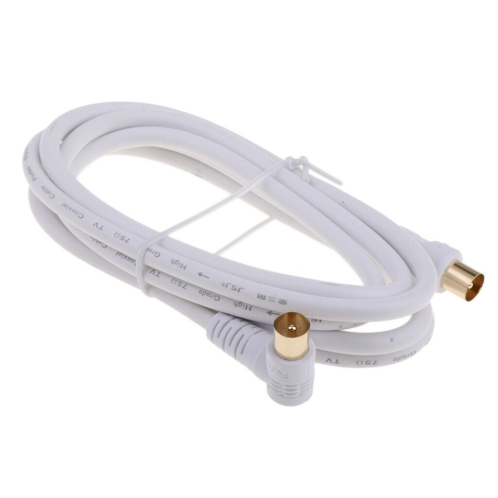 90 Degree TV 9mm Coaxial Cable Aerial Male to Male RF Antenna Cable