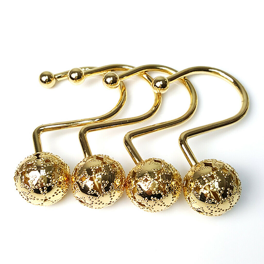12x Shower Curtain Roller Rings Bathroom Hooks Window Curtain Tieback 3