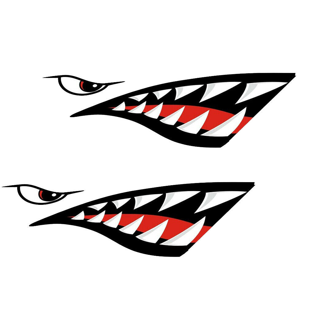 4 Piece Shark Teeth Mouth with Fish Skeleton Decals Stickers for Kayak Boat