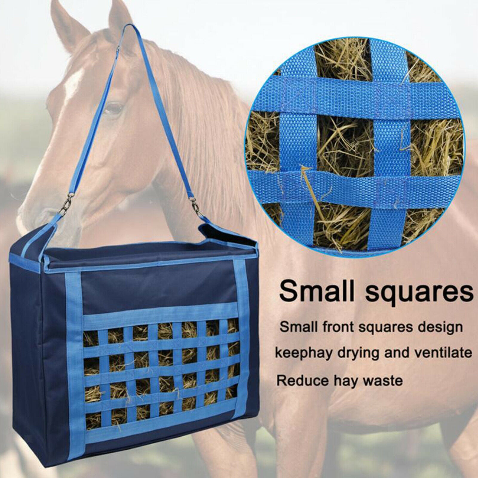 Slow Feed Horse Hay Bag Adjustable Hay Net Haylage Tote Pouch for Horse