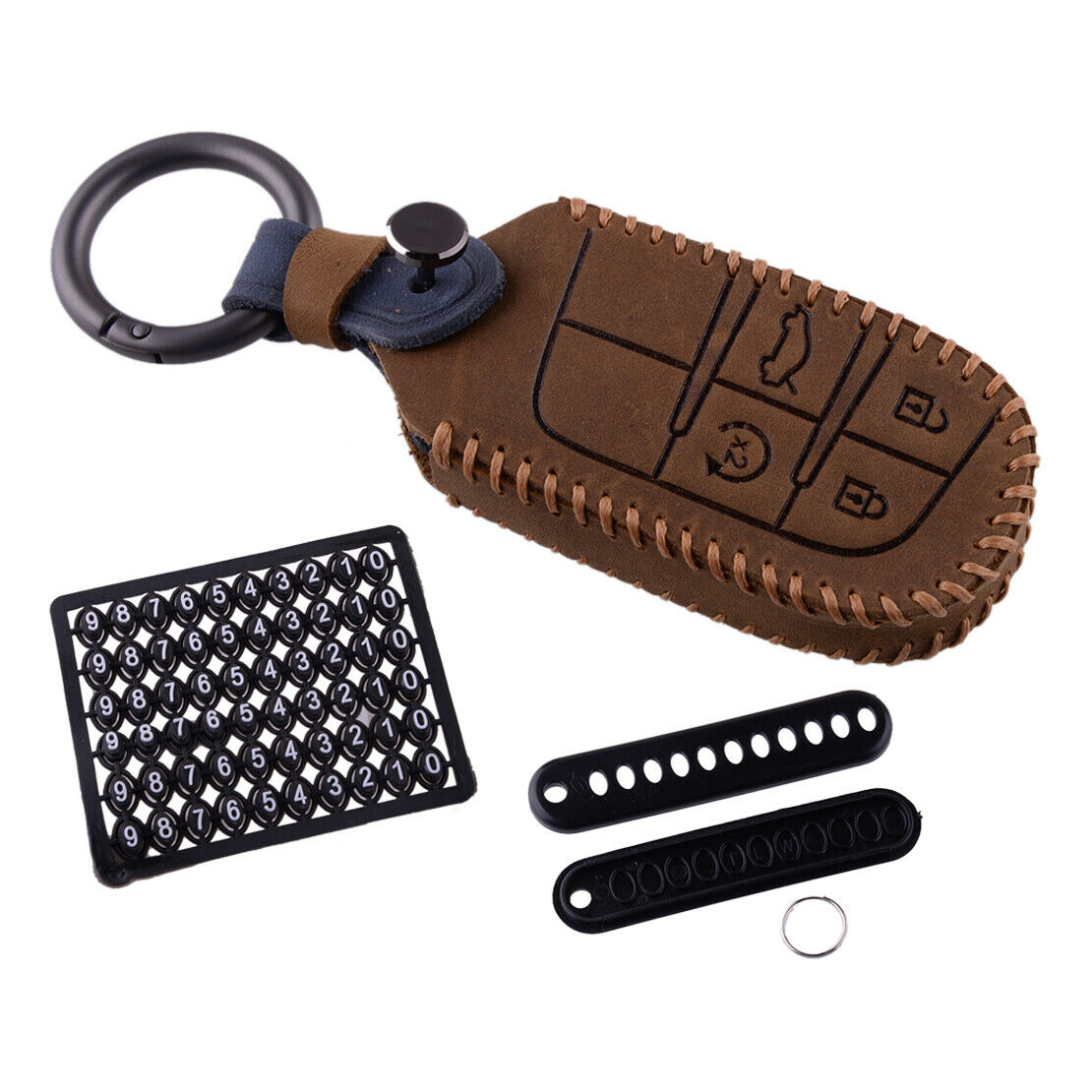 Leather Remote Smart Key Fob Case Cover fit for Dodge Durango Chrysler 300 etc