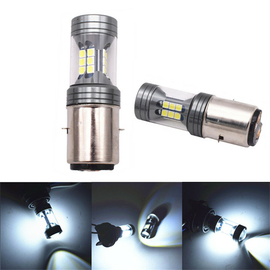 100W 3-Side 22SMD White BA20D Motorcycle Headlight Hi/Lo Beam DRL Driving Light