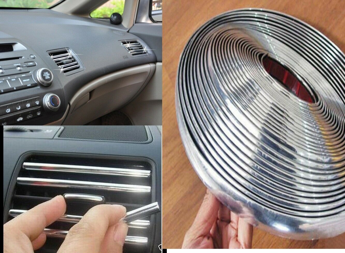 5m X 15MM Mirror Bumper Grille Chrome Flexible Moulding Trim Protector Strip