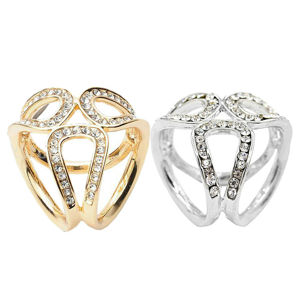 2Pcs Three Ring Scarves Ring Chiffon Neckerchief Clip Clasp Jewelry Gifts