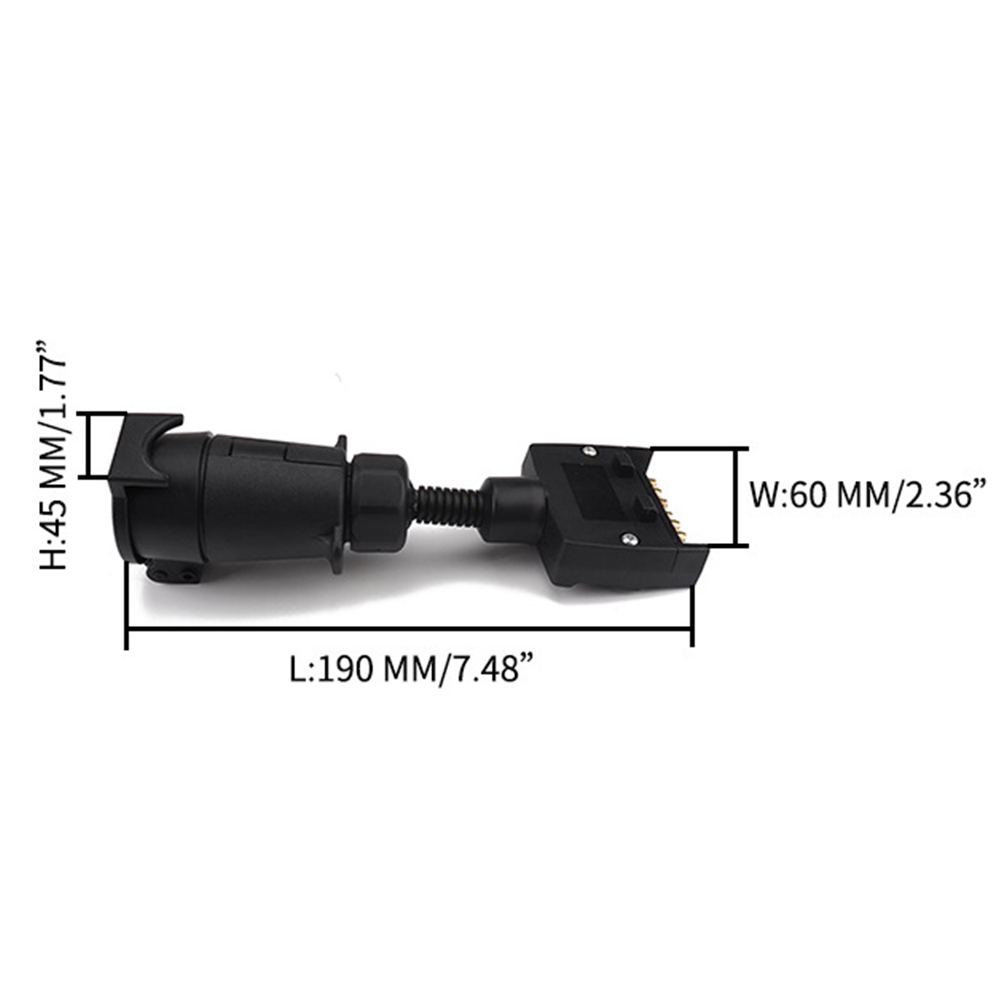 New Car Trailer Adaptor 7 Pin Flat Male plug to 7 Pin Large round Female socket