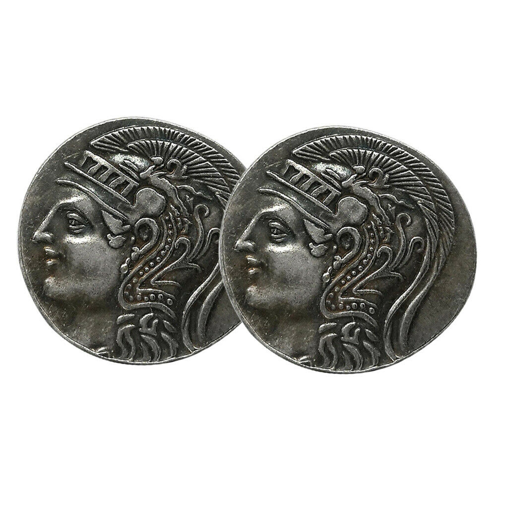 2 Pieces Commemorative Coin Engraved Owl And Greek Goddess Symbol of Wisdom