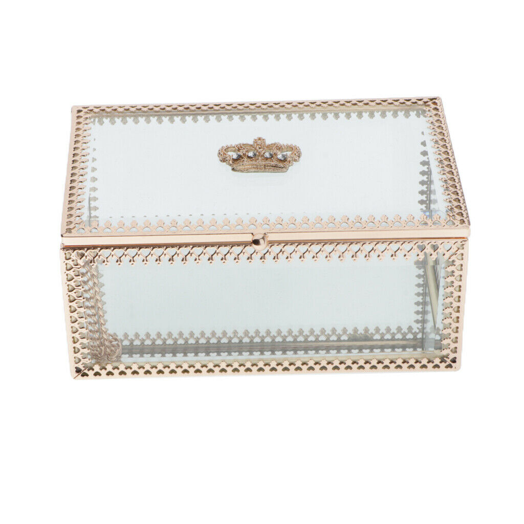 Glass Rectangular Trinket Jewelry Organizer Boxes Plants Flower Holder