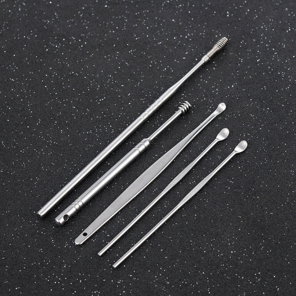 5Pcs Stainless Steel Spiral Ear Picks Spoon Wax Removal Cleaner Ear Care Tools