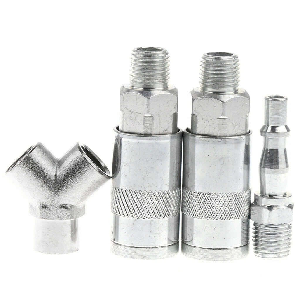 4 Pieces Pneumatic Air Quick Connectors Coupling Adapter Threaded Couplers