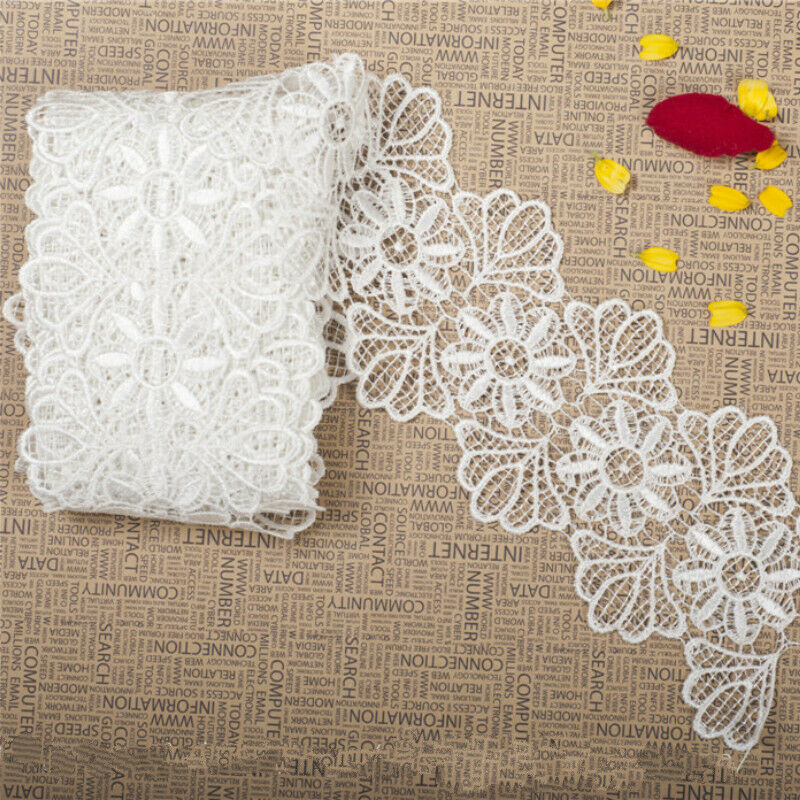 1 Yard Hollow out Water-soluble Lace Edge Embroidered Fabrics Sewing Craft White