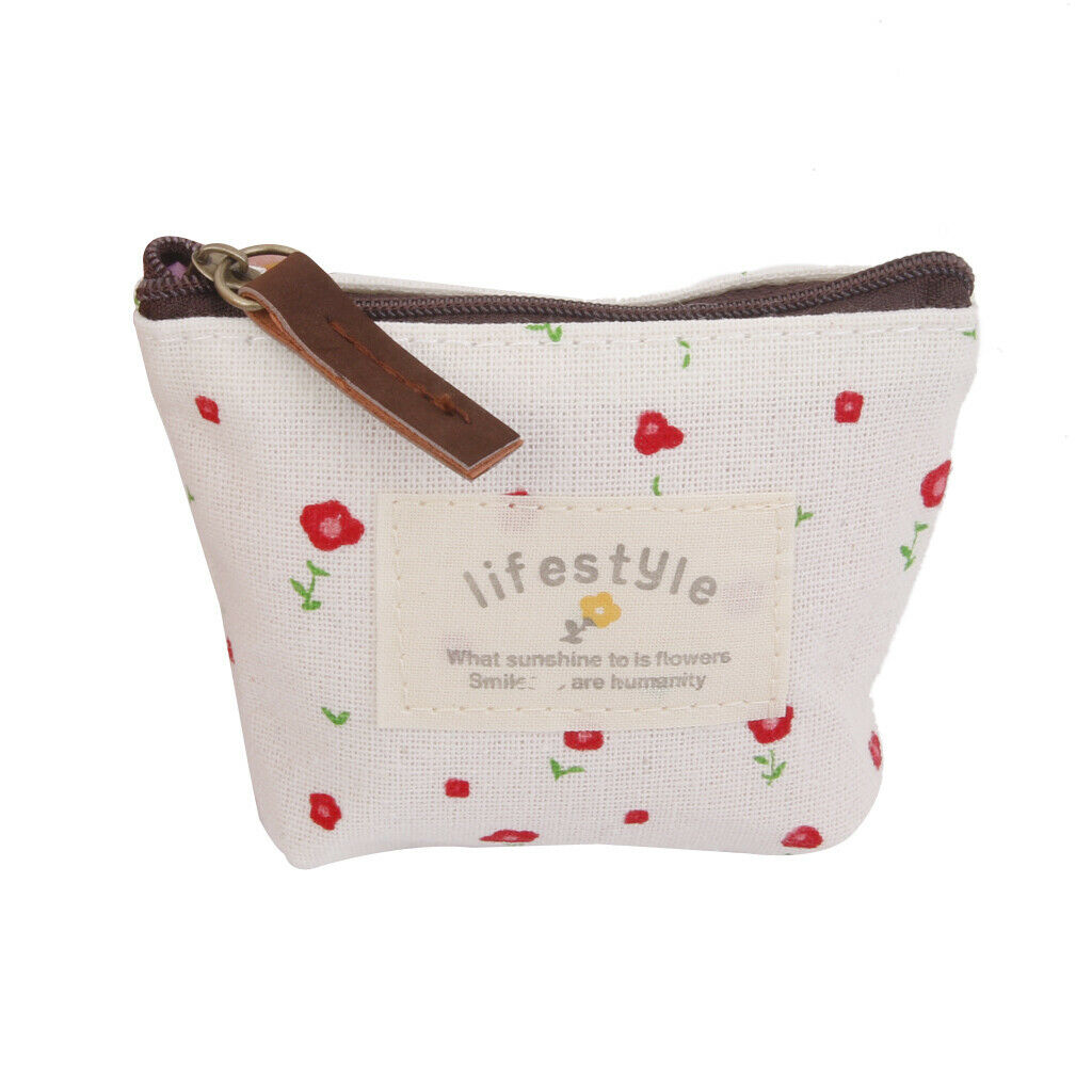 2pieces Girls Lady Coin Purse Bag Change Bag of Flower Pattern