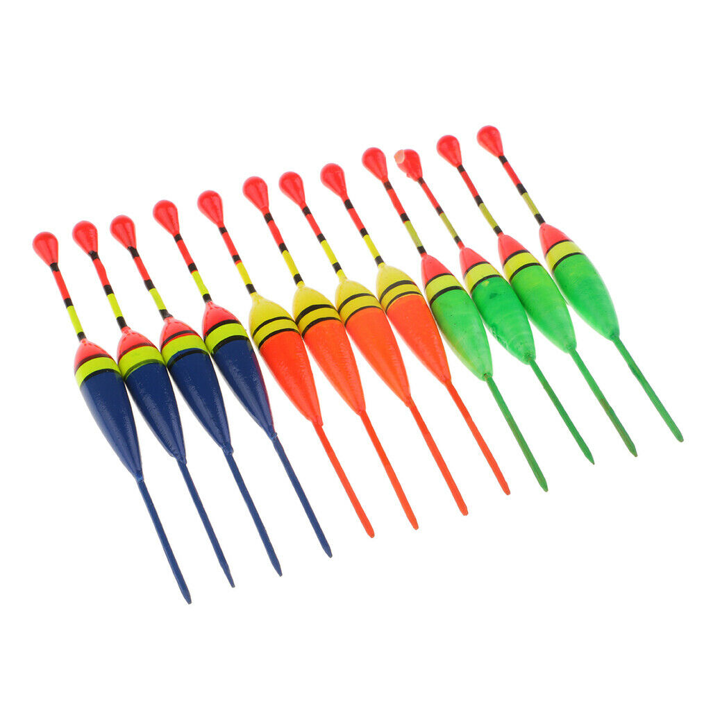 2X 12pcs Fishing Float Bobbers Wood Vertical Fishing Buoys Bait Indicators 11cm
