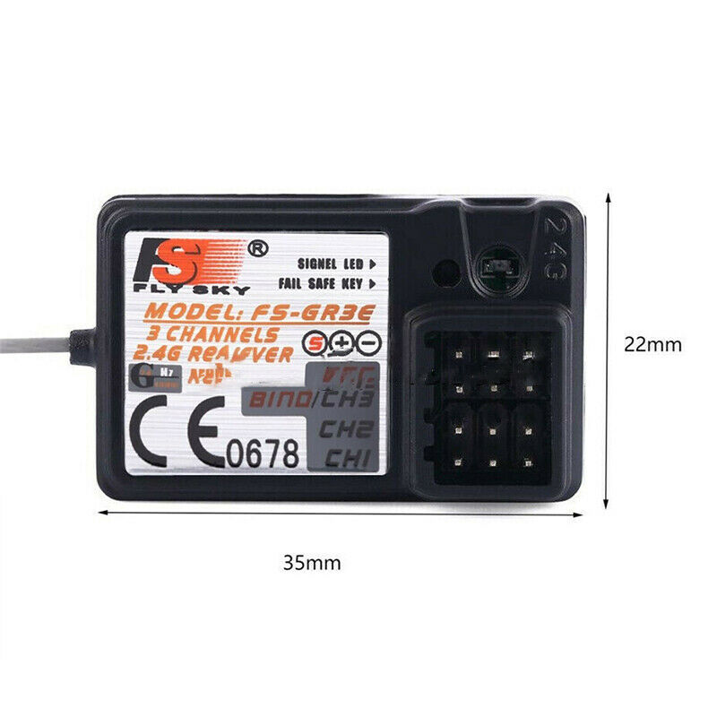 FS-GR3E Upgraded 3CH Channel 2.4G Receiver GT3B GR3C for RC Car Truck Boat Black