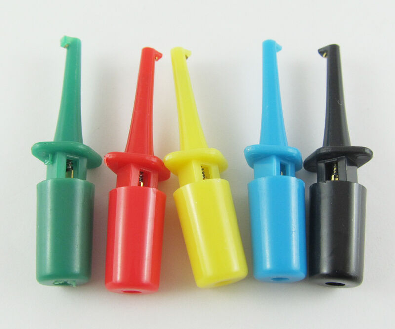 10sets 5 Colors 43mm Single Hook Clip Round Grabbers SMD Test Hook Clip Probes