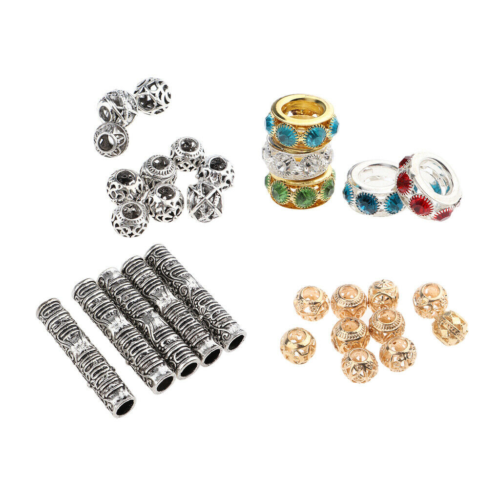 30Pcs Metal Dreadlock Hair Beads Braids Jewelry Making DIY Bracelet Pendant