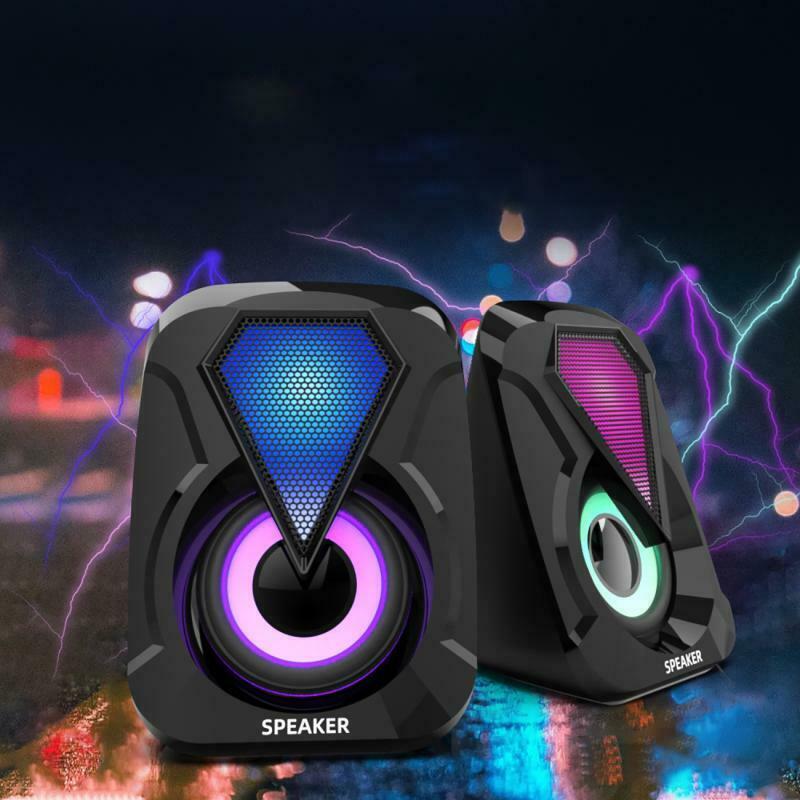 Surround Sound System RGB LED PC Speakers Bass USB Wired Gaming Desktop Computer