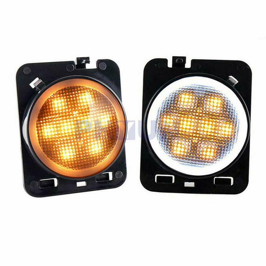 For Jeep Wrangler JK 2007-17 Front Fender Side Marker Led Light Angel Eye 2pcs