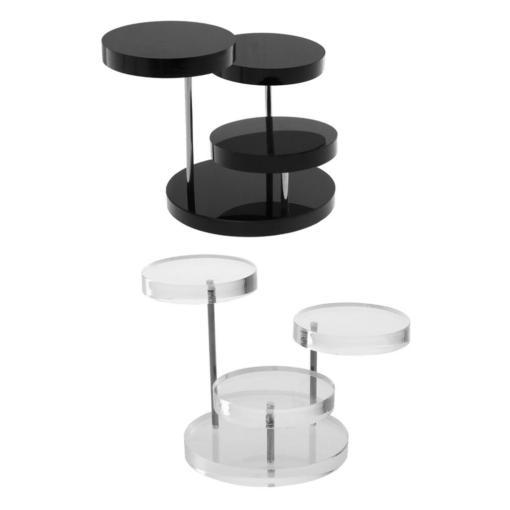 2pcs Black Clear Acrylic 3-Tier Round Jewelry Display Stand Holder Racks