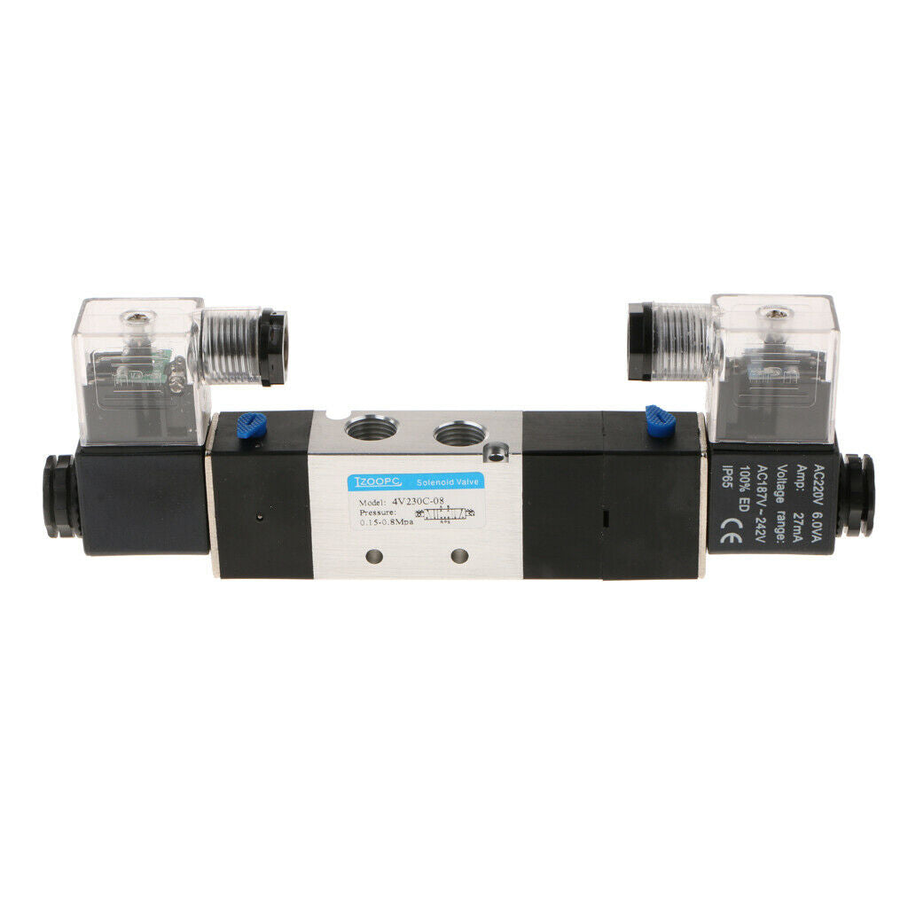 DC 220V Pneumatic Double Coil Double Coil Solenoid Air Valves 5 Port 3 Position