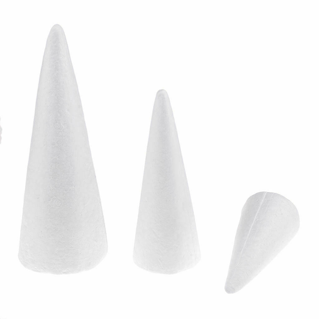 12 Cone Shape Styrofoam Foam Ornament for Kid DIY Painting Crafts 15/20/25cm