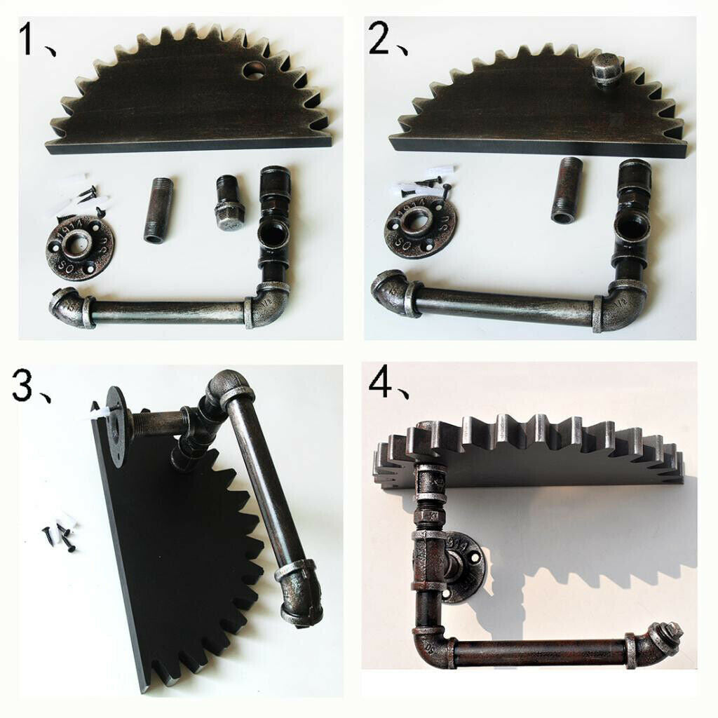Unique Metal Pipe Wall Rack Shelf Wall Mounted Ornament Collection Art Craft