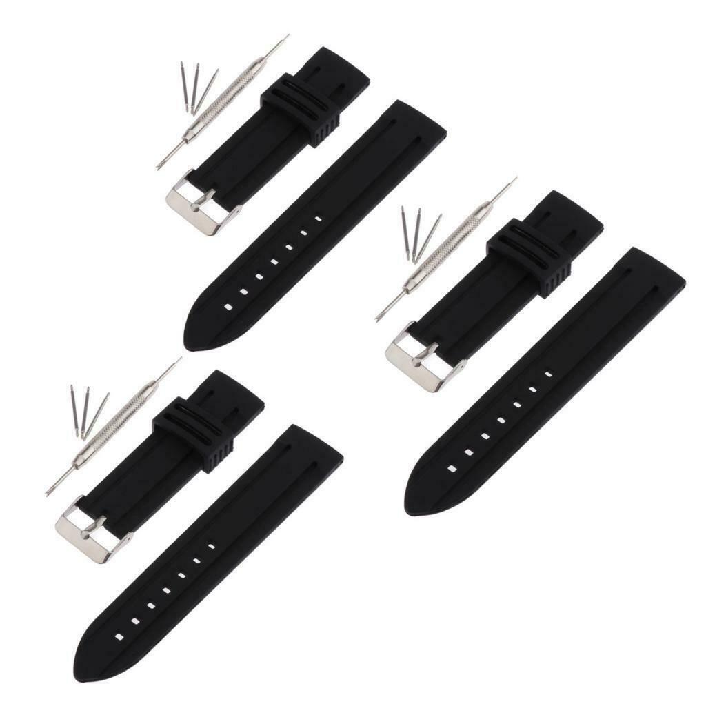 Fashion Durable Soft Silicone Sport Diver Watch Strap Wrist 20/22/24mm Black