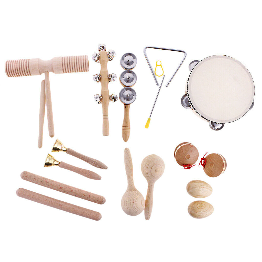 Children Kids Hand Bell Tambourine Maracas Hammer Eggs Musical Gift Set