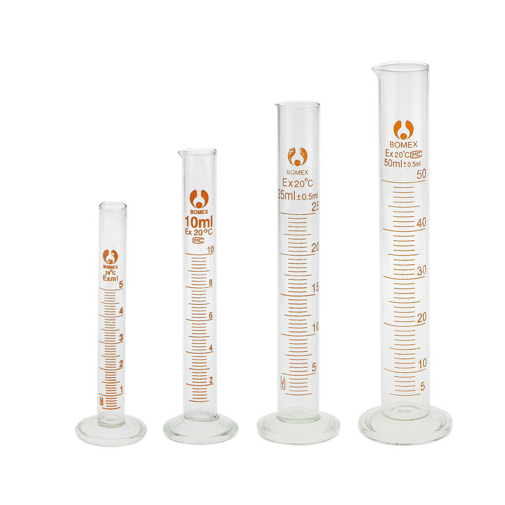 2Pcs Scientific Glass Measuring Graduated Cylinder Laboratory 5ml&50ml