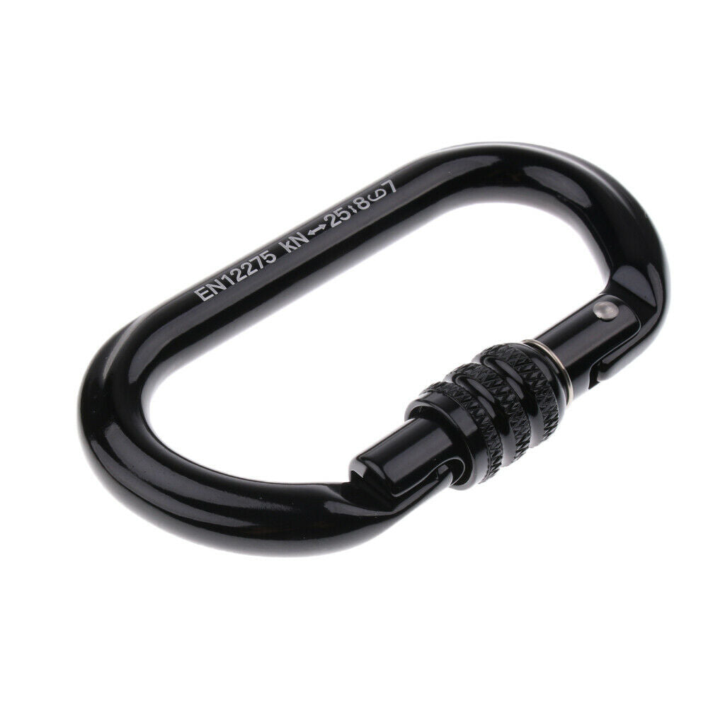 2pcs Climbing Carabiner Buckle Outdoor Screw Locking Carabiner 11.2cm Black