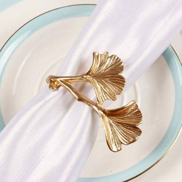 12Pcs Golden Gingko Leaf Napkin  Napkin Buckle Wedding Hotel Decoration NapkN4N4