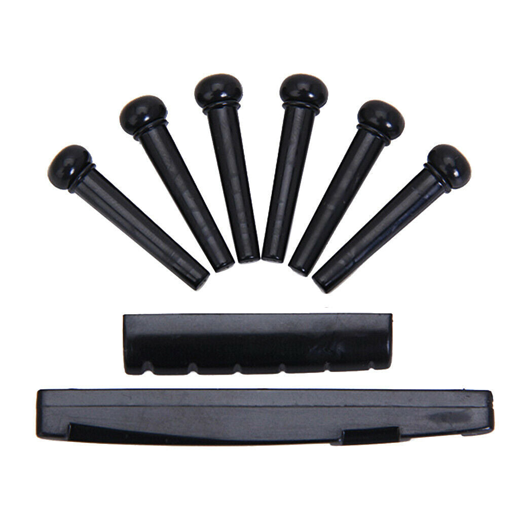 8pcs/set Black Saddle Nut and Bridge Pins for 6 String Acoustic Guitar