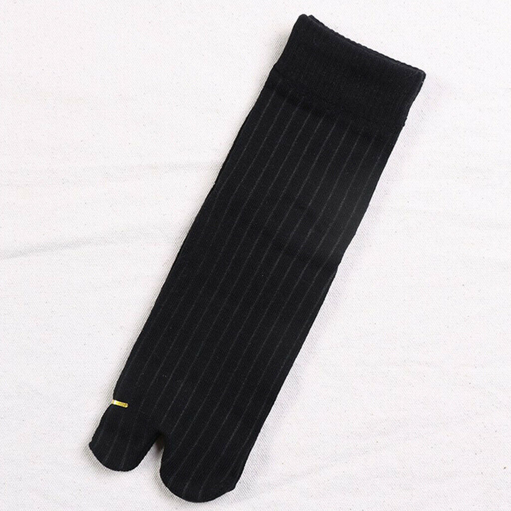 Men Elastic 2 Pairs Cotton Ankle 2 Toe Socks Striped Japanese Tabi Socks