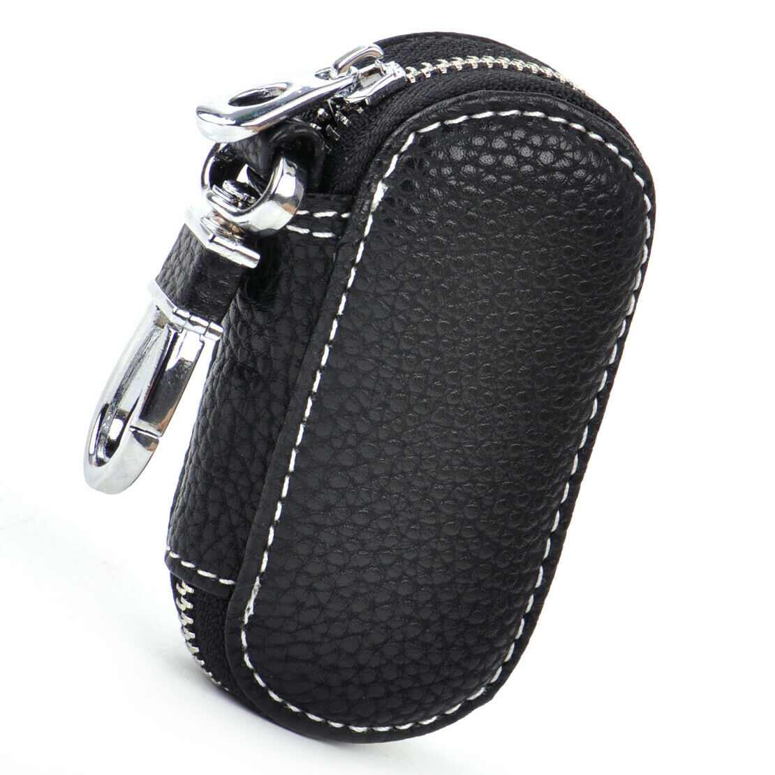Black Car Auto Leather Smart Remote Zipper Fob Key Holder Bags Cover Chain An