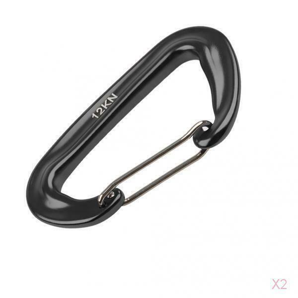 Black Aluminum Alloy D Carabiner Spring Snap Clip Hooks Keychain Hiking 12KN