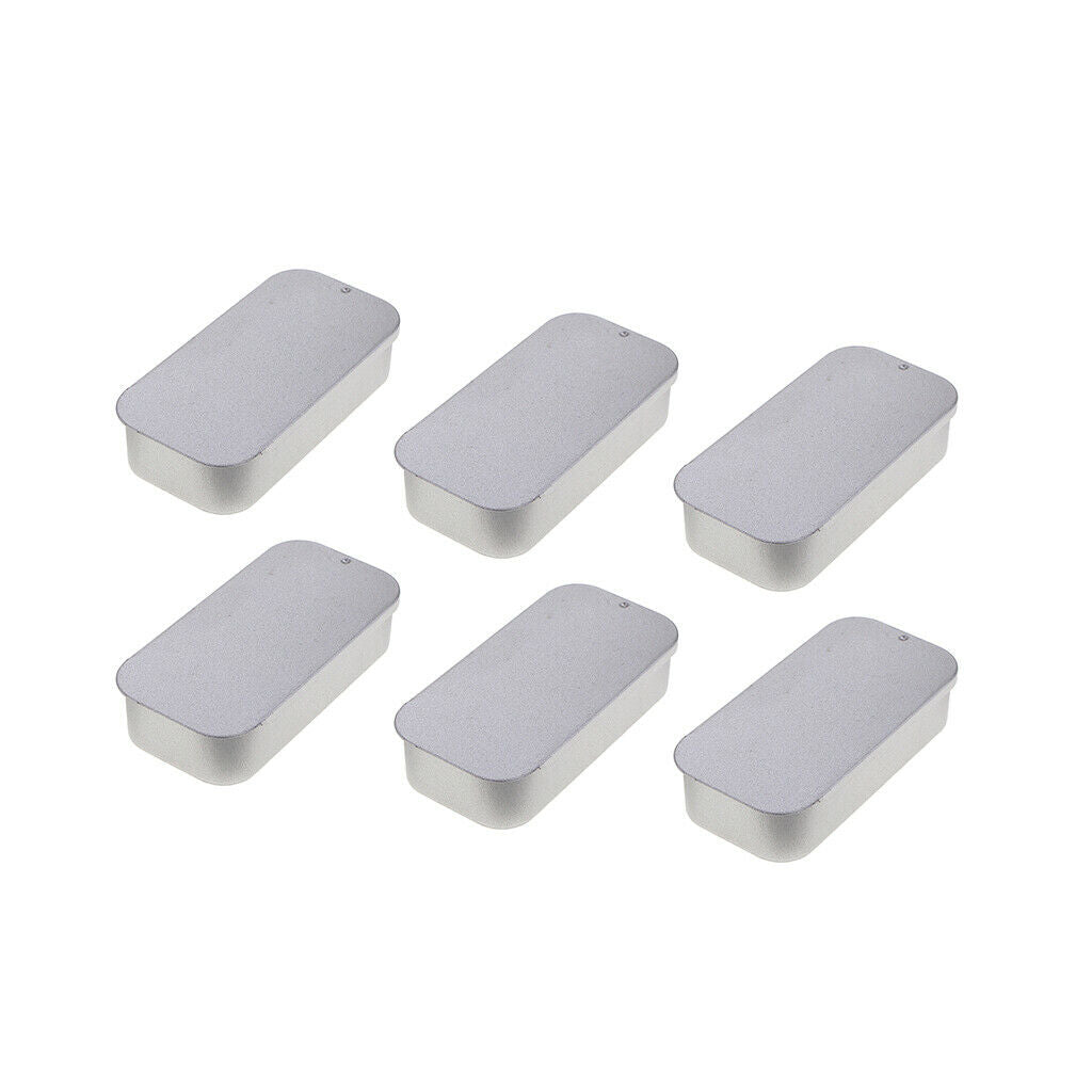 6x Slide Top Tin Box Sliding Lid Mini Portable Storage Beads Organizer Cans
