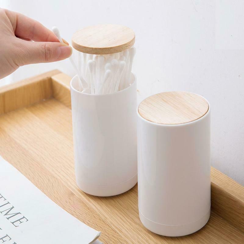 Push-type Toothpick Dispenser Holder White Plastic Press Cotton Swab Holder Box