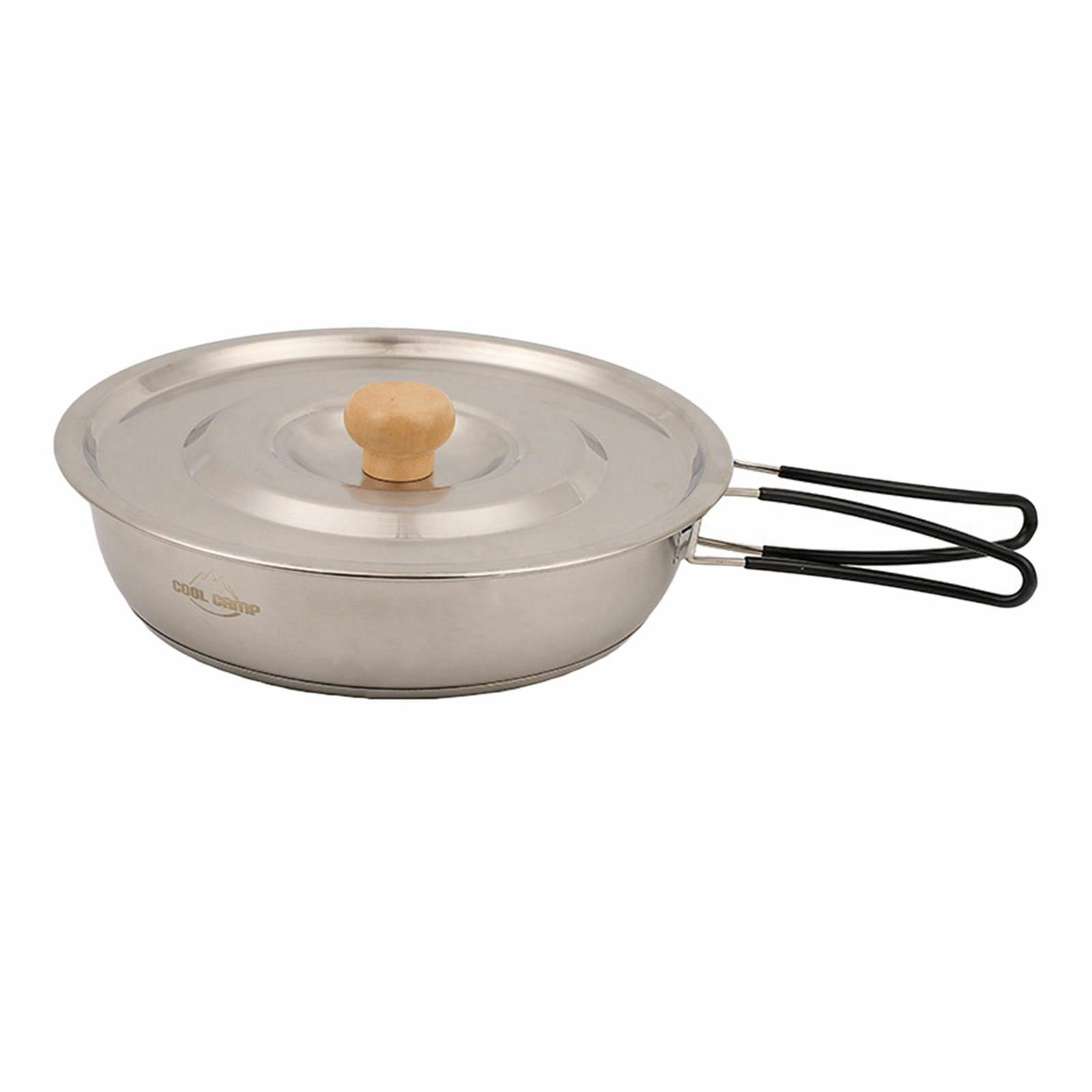 Stainless Steel Camping Frying Pan Pot with Folding Handle for Backpacking