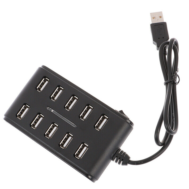 1pc High Speed 480 Mbps USB 2.0 Hub 10 Ports Multi USB Splitter For PC lapto SJ