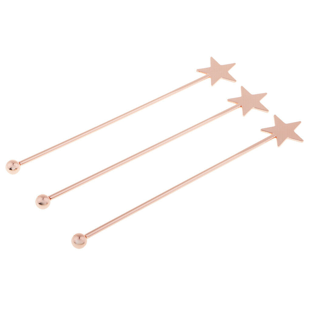 6pieces Copper Sturdy Cocktail Stirrer Swizzle Sticks Stainless Steel 15.5cm for